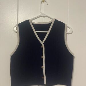 Women's Navy Blue Vest with White Trim